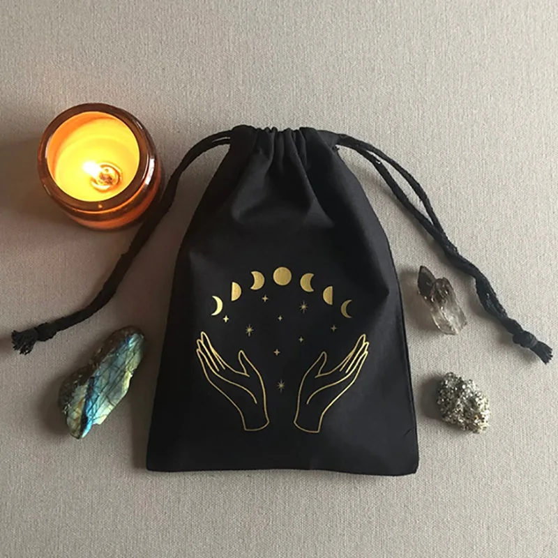 5 adet Ay Cadı büzgülü torba Çanta Tarot Kartları için Kristaller Cadı Şeyler Cadılar Bayramı Partisi Cadı doğum günü dekorasyon favor