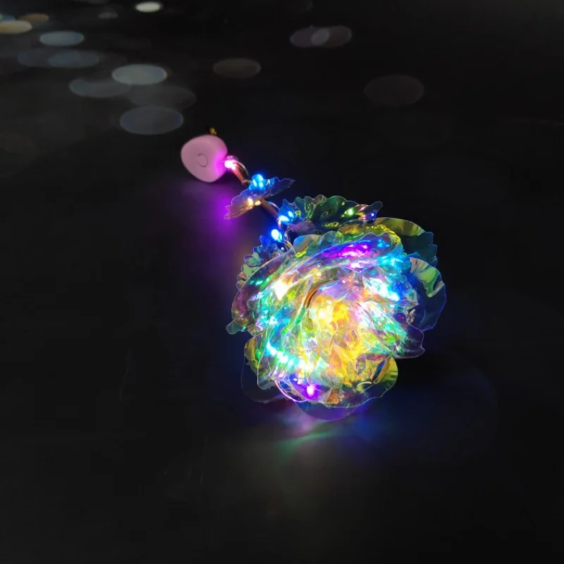2021 LED Galaxy Gül Ebedi 24K Altın Folyo Gül Çiçek Romantik Renkli sevgililer Günü Aydınlatma Gül Düğün Parti Dekor Hediyeler