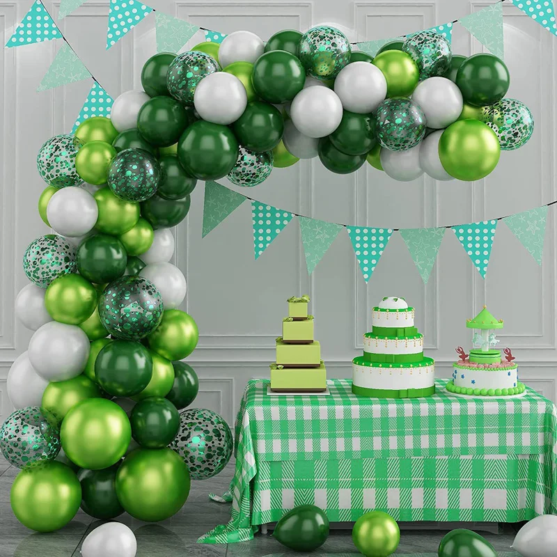 105 Adet Açık Yeşil Beyaz Balon Garland Kemer Düğün Doğum Günü Dekorasyon Parti konfeti balonları Malzemeleri Çocuklar İçin Bebek Duş