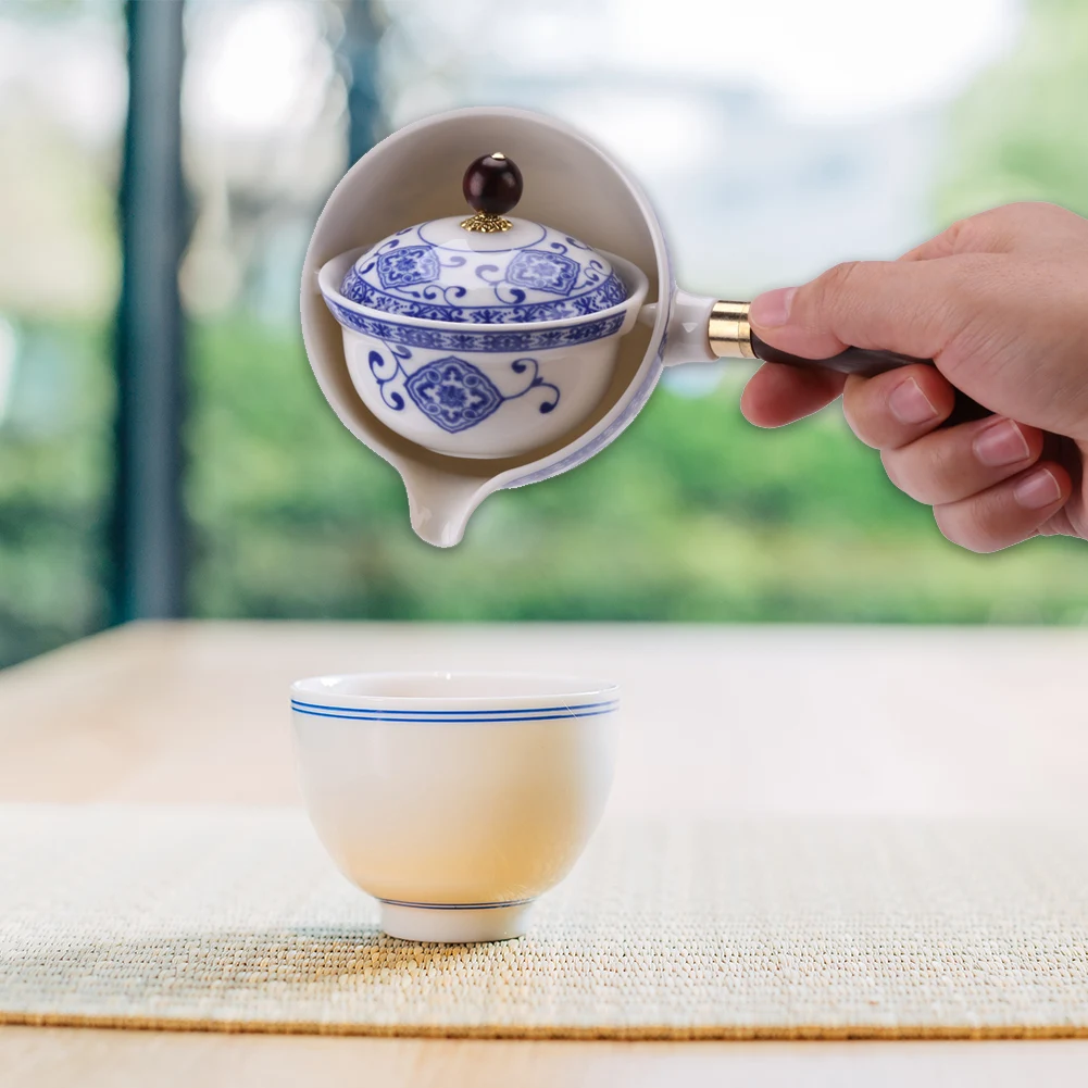 Çin Gong Fu çay seti Taşınabilir 360 Rotasyon Demlik Seramik çay makinesi Demlik Yarı Otomatik Teaware Ev Ofis Seyahat için