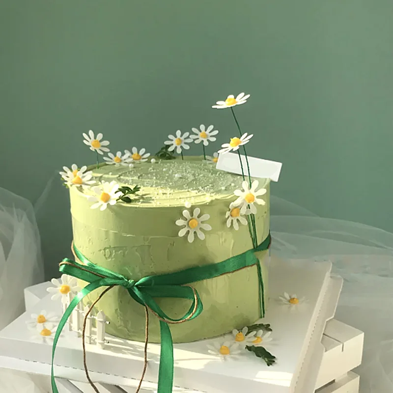 Kore Papatya Çiçek Kek Topper Düğün Dekorasyon Malzemeleri Renkli Ayçiçeği Kız Doğum Günü Partisi Kağıt Kek Tatlı Pişirme