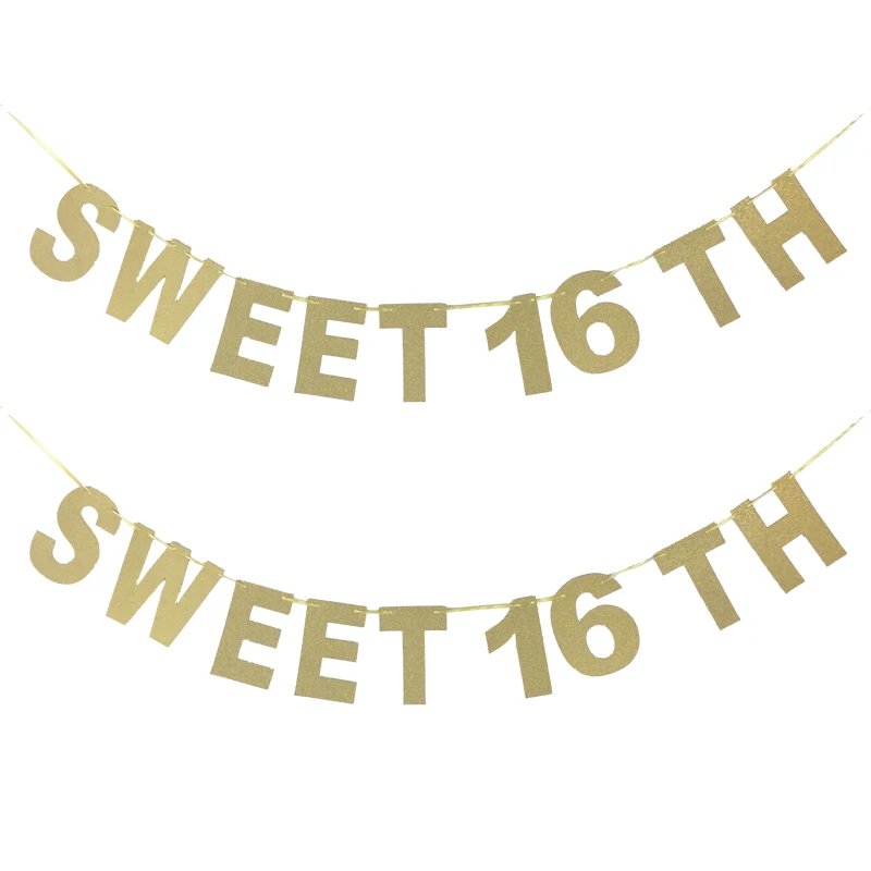 Parlak kağıt harfler tatlı 16 TH Afiş Şenlikli ve Doğum Günü Partisi Malzemeleri Süslemeleri Kiraz Kuşu Doğum Günü Düğün Dekorasyon