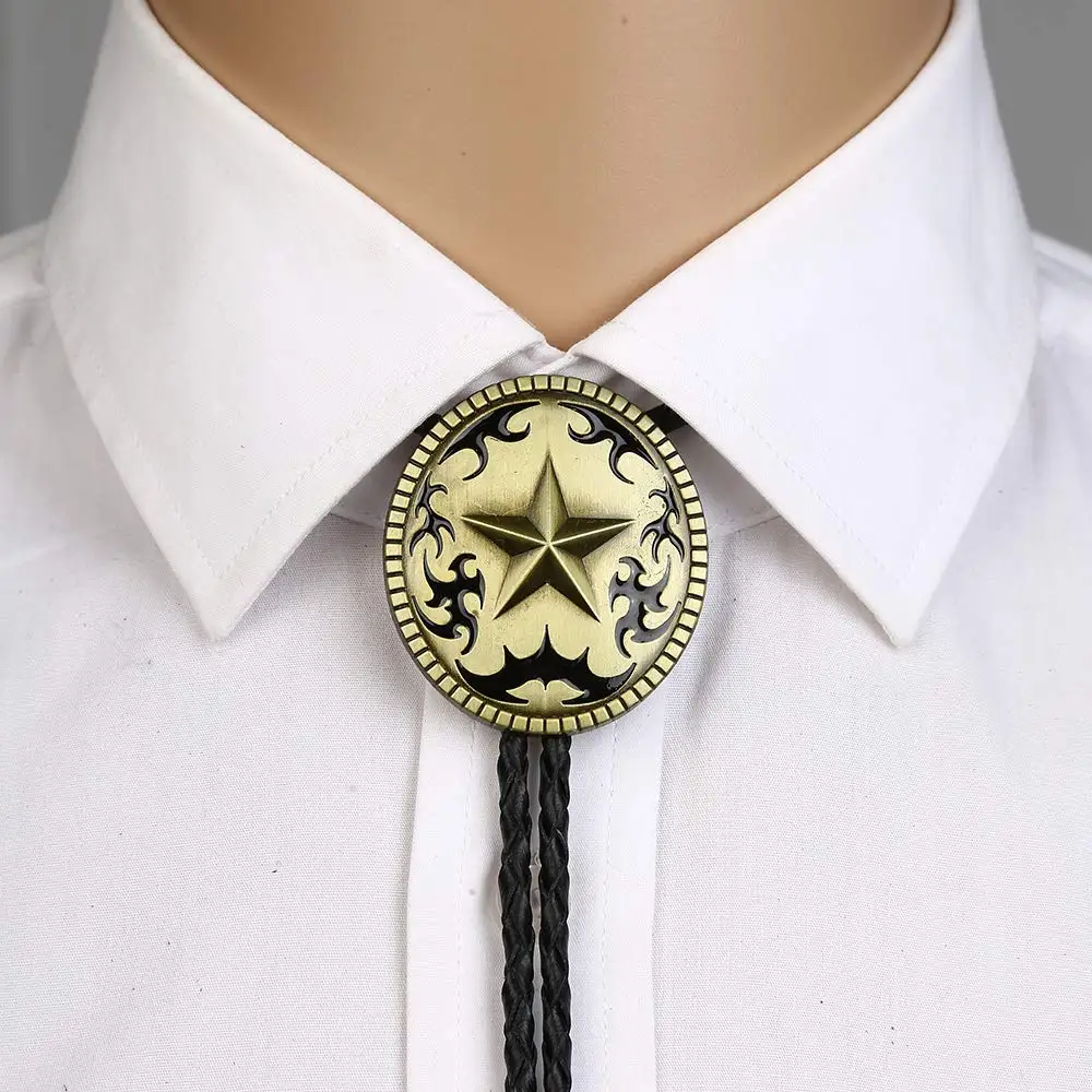 2 renk Pentagram yıldız bolo kravat adam el yapımı Hint kovboy batı cowgirl çinko alaşım kravat