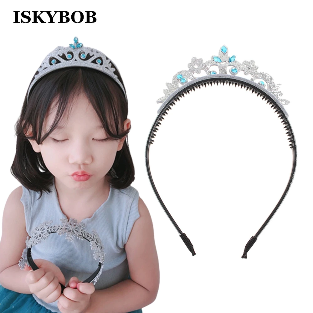 1 Adet Rhinestone Tiara çocuk Saç Çember Taç Kız Yüksek dereceli Kristal Gümüş Elmas Kızlar Kafa Bandı Headdress saç aksesuarları