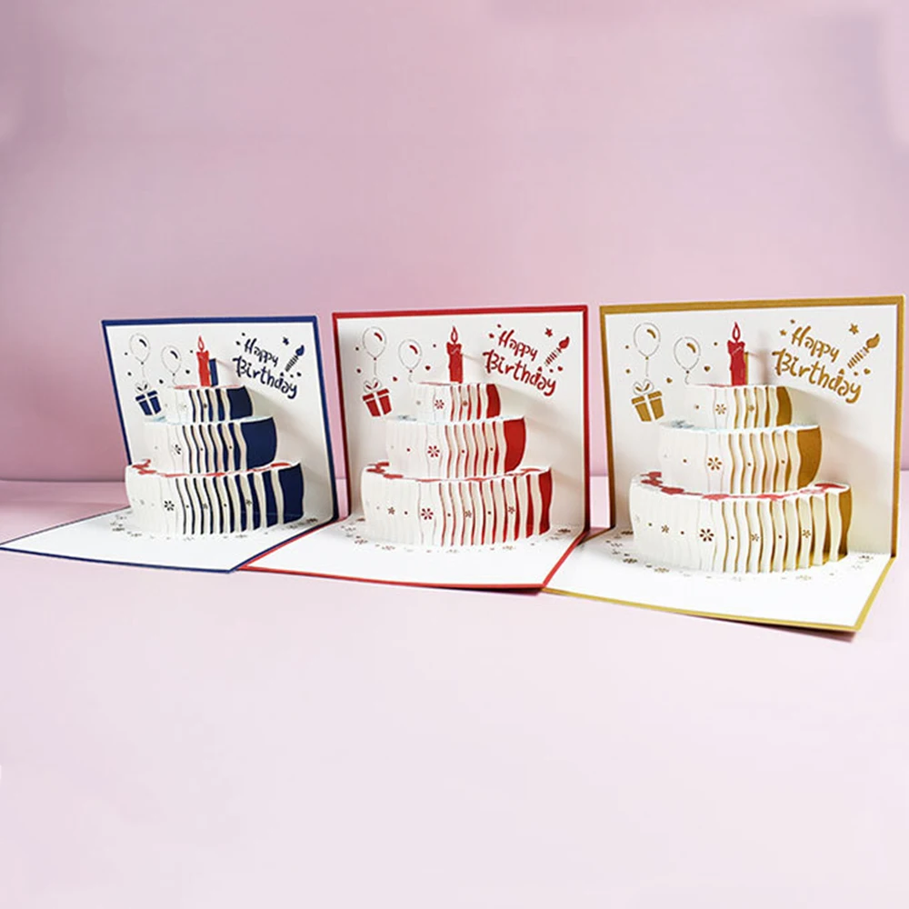 3D Pop-Up Kartları Doğum Günü pastası Kartları Çocuklar için Eşi Koca Doğum Günü Pastası Tebrik Kartı Kartpostallar Hediye Kartı