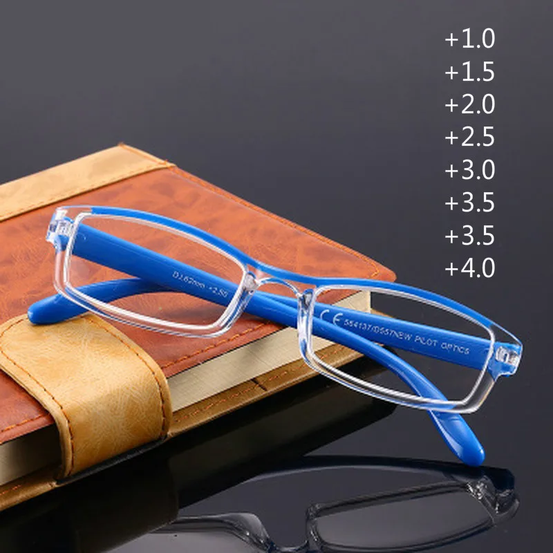 +1.0 İla + 4.0 Yeni Ultralight Presbiyopi Gözlük Erkekler Kadınlar için Kare okuma gözlükleri Presbiyopik Gözlük Taşınabilir Gafas