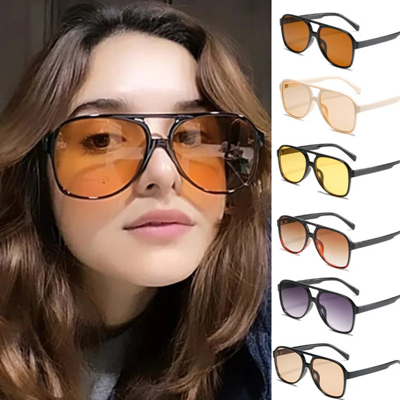 Vintage Boy Güneş Gözlüğü Kadın Moda 2022 Marka Büyük Çerçeve güneş gözlüğü Kadın Şeker Renkler Ins Tarzı Havacılık Oculos De Sol