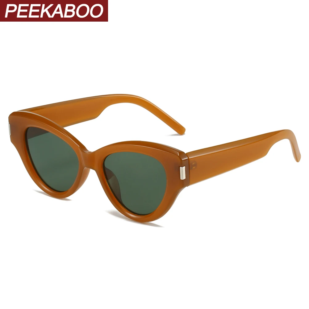 Peekaboo yeşil kahverengi kedi gözü güneş gözlüğü moda uv400 bayanlar güneş gözlüğü vintage kadın aksesuarları kadın 2023 sıcak satış