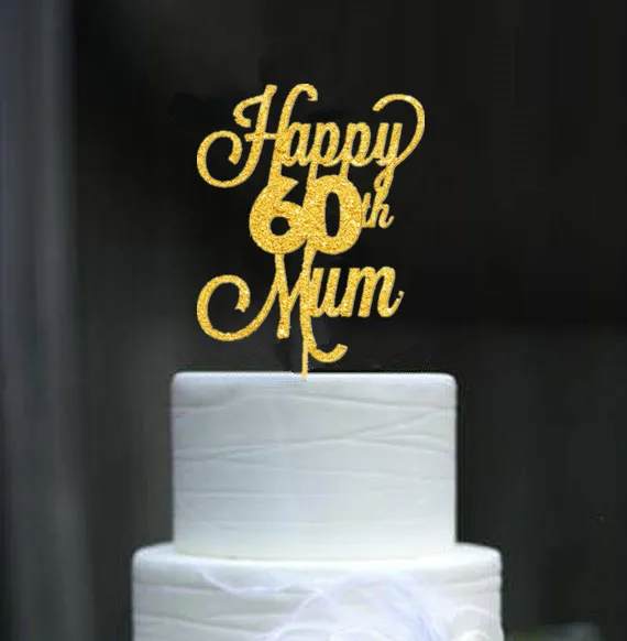 60th Anne Kek Topper, 60 Topper anne doğum günü pastası dekorasyon altın tema parti dekorasyon