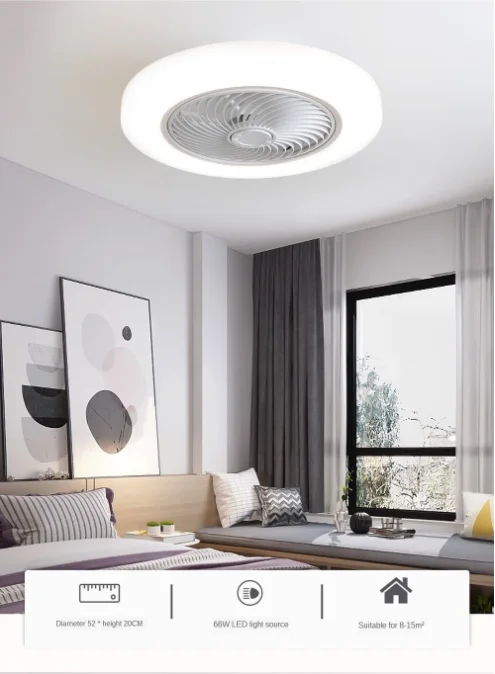 Avrupa tarzı modern LED fan görünmez yaprak ultra ince tavan lambası karartma uzaktan kumanda yatak odası tavan lambası