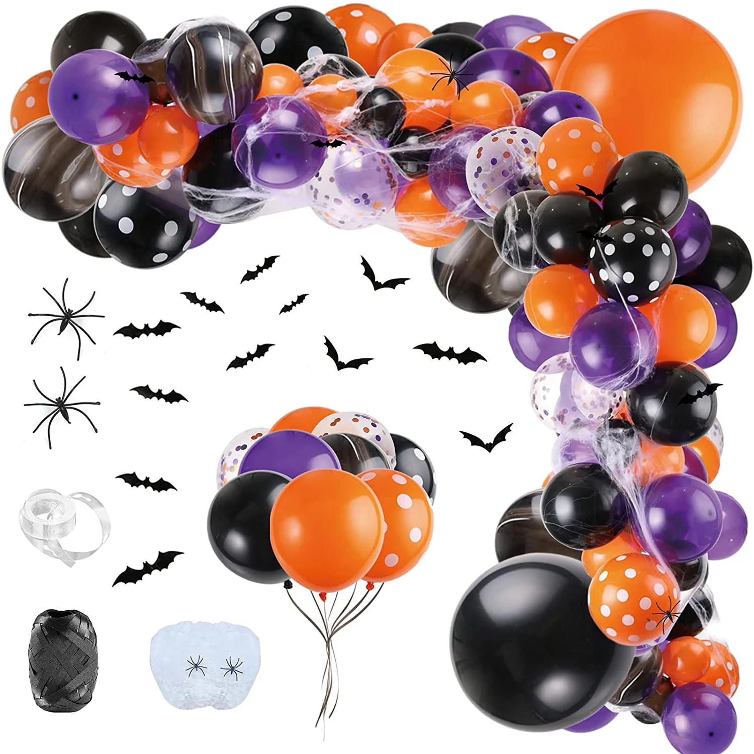 Cadılar bayramı Decorarions Balonlar Kemer 3D Yarasalar Örümcek Web Siyah Mor Turuncu Balon Garland Cadılar Bayramı Partisi Dekor için Hava Globos