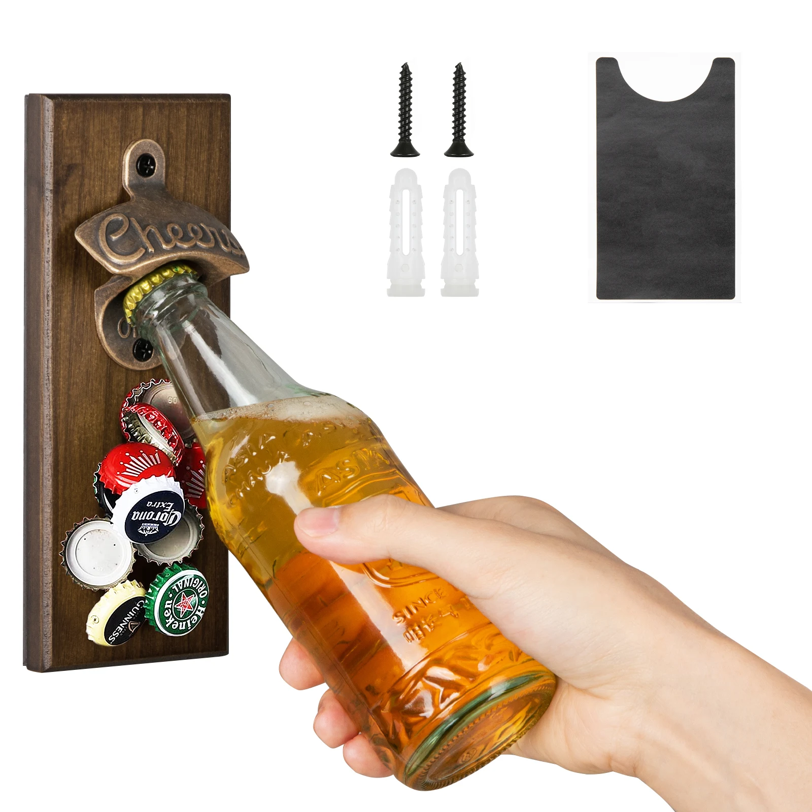 Manyetik Bira Açacağı, otomatik Yakalama ve Montaj Vidaları Seti ile Duvara Monte şişe açacağı-Buzdolabına veya Metal Duvara Monte Edin