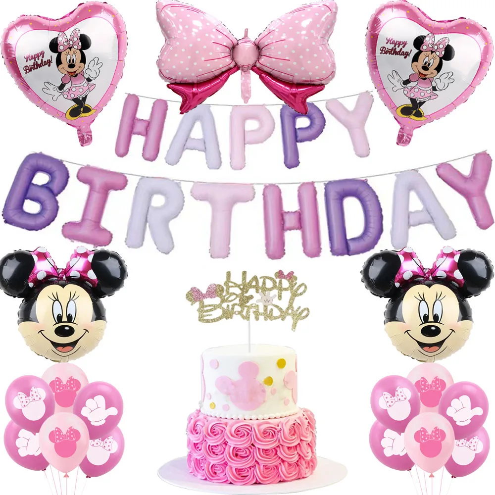 Disney Minnie Parti Tek Kullanımlık Sofra Pembe Minnie Mouse Parti Tabağı bardak peçete Çocuklar Kız Doğum Günü Partisi Süslemeleri Malzemeleri