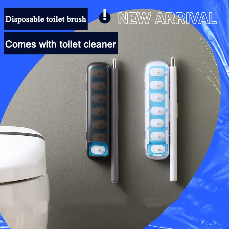 Duvara Monte tek Kullanımlık tuvalet fırçası ile 7 adet Yedek Fırça Kafası temizleme sıvısı Ev WC Banyo Aksesuarları Seti