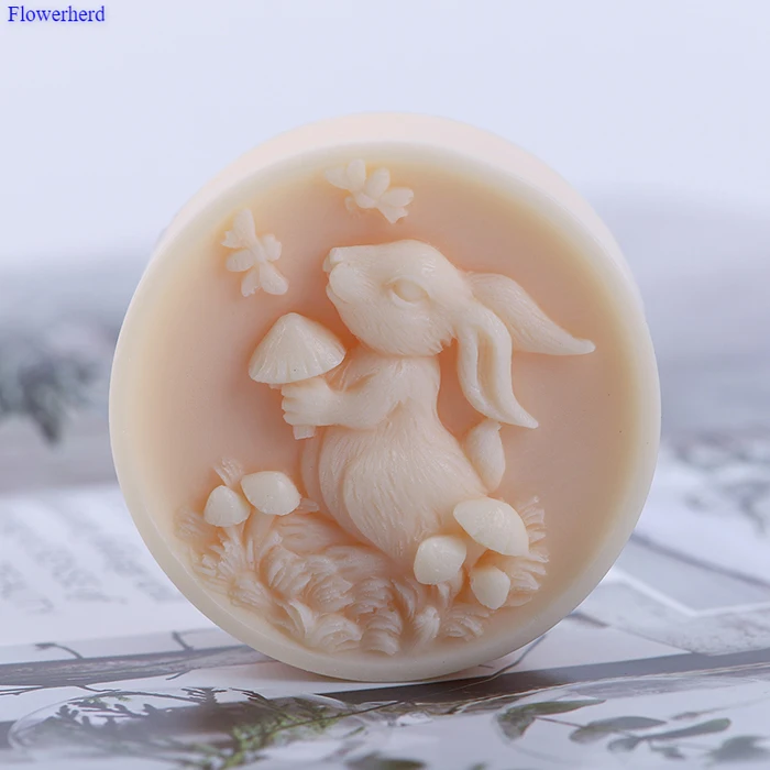 Mantar Tavşan DIY El Yapımı Sabun Yuvarlak silikon kalıp Sabun Stome Kalıp Silikon Sıvı El Sanatları Banyo Malzemeleri Çikolata Kalıp