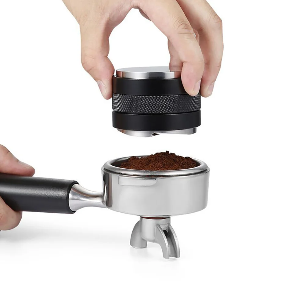 51/53 / 58mm Çift Katmanlı Kahve yassı paslanmaz çelik pres Toz Dağıtıcı Espresso Dağıtıcı Ayarlanabilir Kahve Araçları