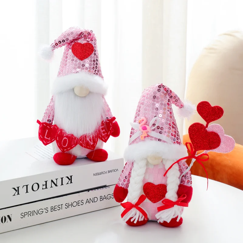 Sevgililer Günü Aşk Kalp Meçhul Bebek Gnome Peluş Bebek Tatil Figürleri Çocuk Oyuncak Süslemeleri Sevgilisi Hediye Düğün Dekorasyon