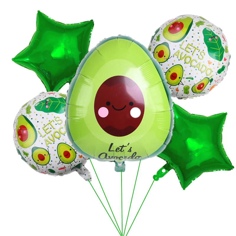 Yeşil Avokado Şekilli Alüminyum Folyo Balon Meyve Parti Gıda Festivali çocuk Doğum Günü Partisi Dekorasyon Yuvarlak Balonlar