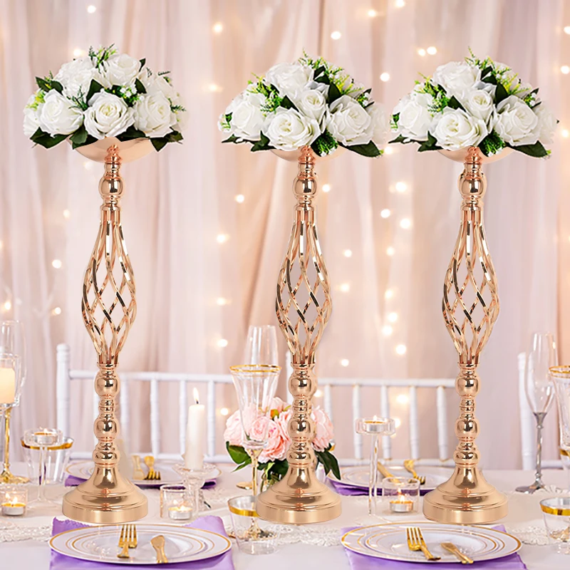 Altın Metal Çiçek Standı mumluklar Düğün Centerpieces Masa Çiçek Vazo Raf Dekorasyon Olay Parti İyilik Aksesuarları