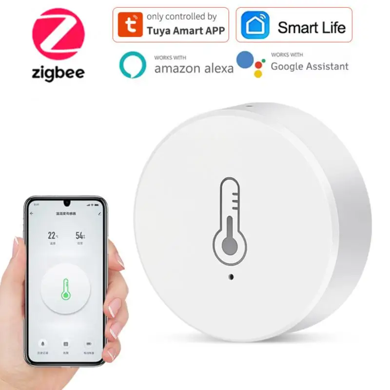 Gerçek zamanlı Tuya ZigBee Akıllı Sıcaklık Ve Nem Sensörü Alexa Google Home İle Çalışmak Akıllı Ev Akıllı Yaşam / Tuya Akıllı App