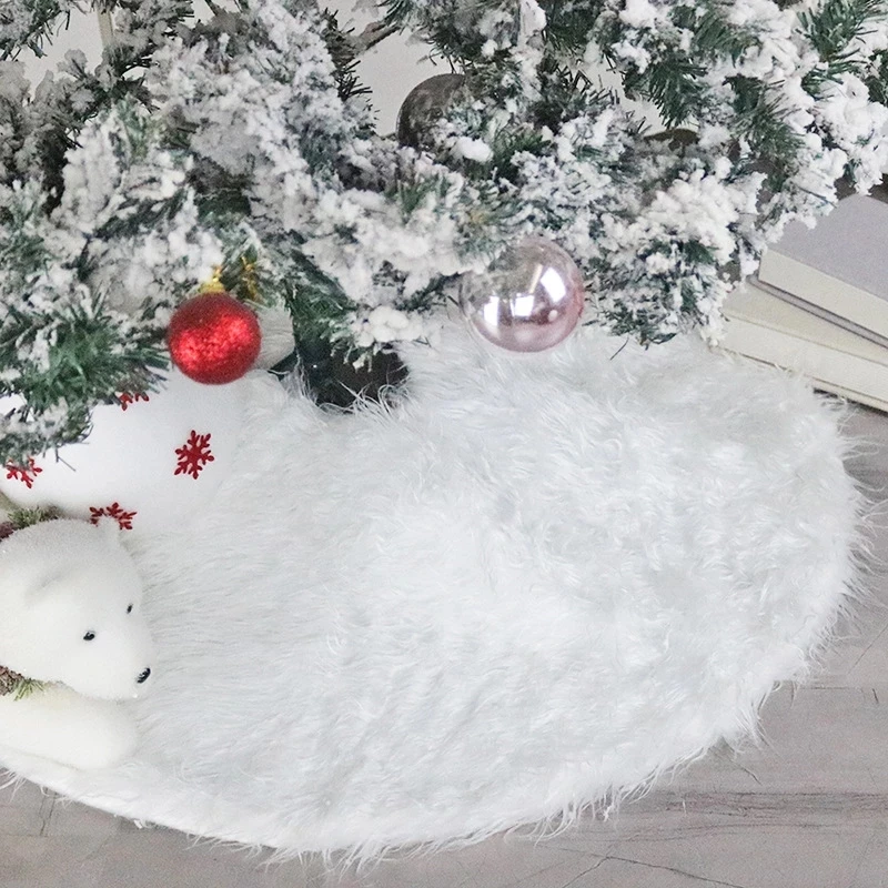 1 adet Beyaz Noel Ağacı Etek Peluş Faux Kürk Halı Noel Paspas Süsler Düğün Doğum Günü Yeni Yıl Noel ağaç dekor