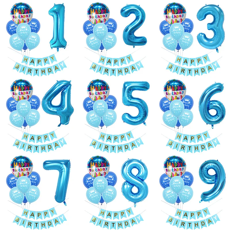 1 Takım Çocuklar Mavi Çocuk Mutlu 1 2 3 4 5 6 7 8 9 10 11 12 13 14 15 16 Yıl Doğum günü balonlar buket afiş parti süslemeleri