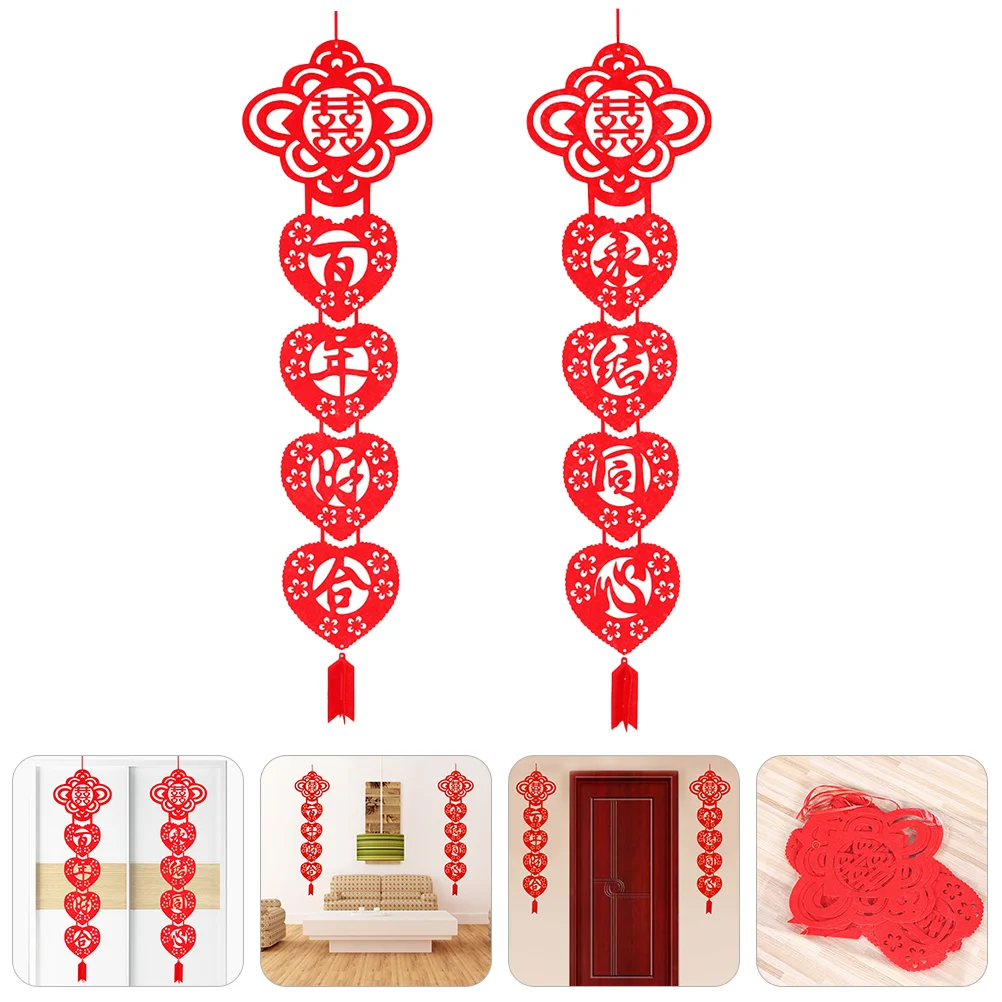 1 Çift Beyit Geleneksel Düğün Süsler Çin Düğün Dekorasyon Çin Xi Karakter Afiş Garland