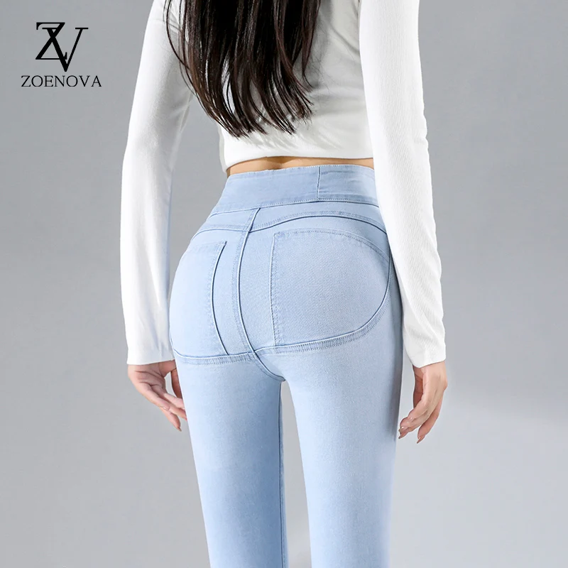 ZOENOVA Seksi Skinny Jeans Kadın Yüksek belli Popo kaldırma Uzun Kot Retro Moda Sokak Tayt Streç Büyük Boy Kot 25-32