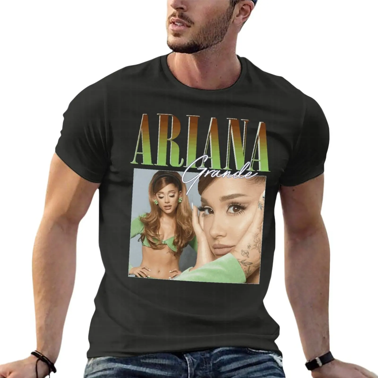 Ariana Grande 90S Vintage Boy Tshirt Markalı Erkek giyim Kısa Kollu Streetwear Artı Boyutu Üstleri Tee