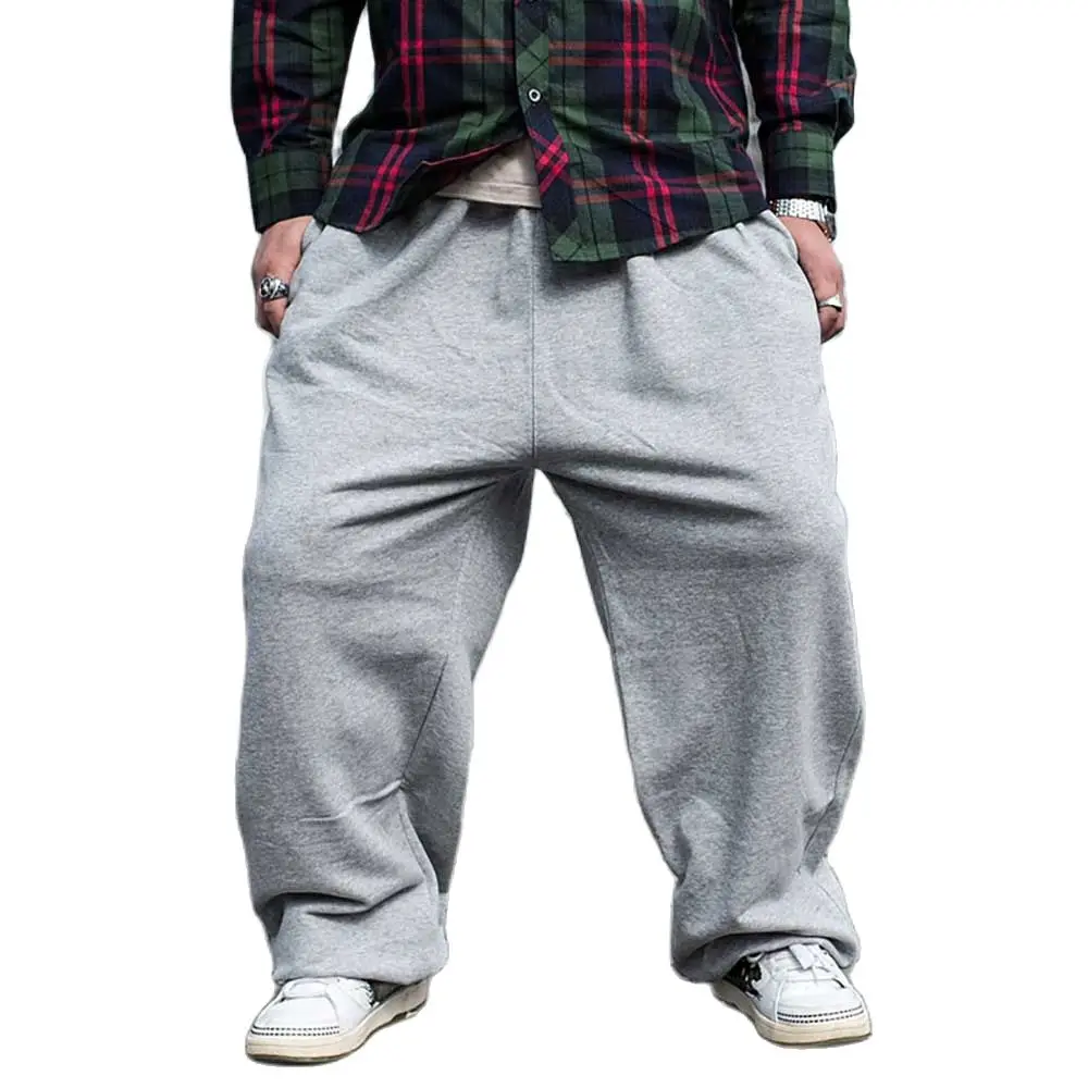 Artı Boyutu Hiphop Harem Joggers Erkekler Casual Sweatpants Geniş Bacak Gevşek Baggy Streetwear Dans Pantolon Polar eşofman altları Giyim