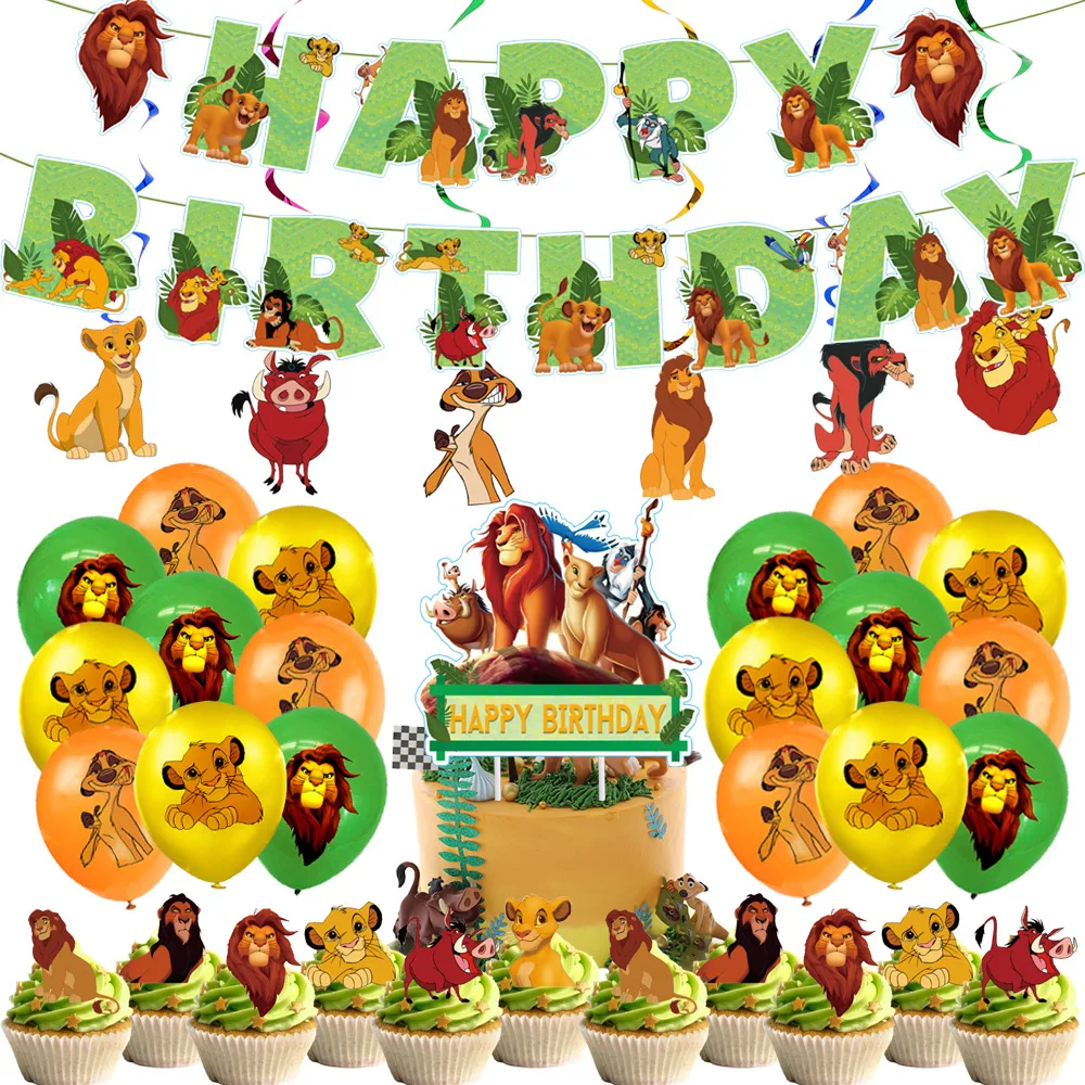 Aslan Kral Simba Tek Kullanımlık Sofra Seti Çocuklar Doğum Günü Partisi Dekor Masa Örtüsü Saman Peçete Fincan Tabağı Balloonfestiva Malzemeleri