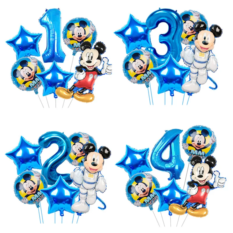1 takım Disney Mickey Mouse Folyo Balonlar Mickey 1st Doğum Günü Partisi Süslemeleri Çocuklar Helyum Topları Numarası 1 Globos Bebek Duş Oyuncaklar