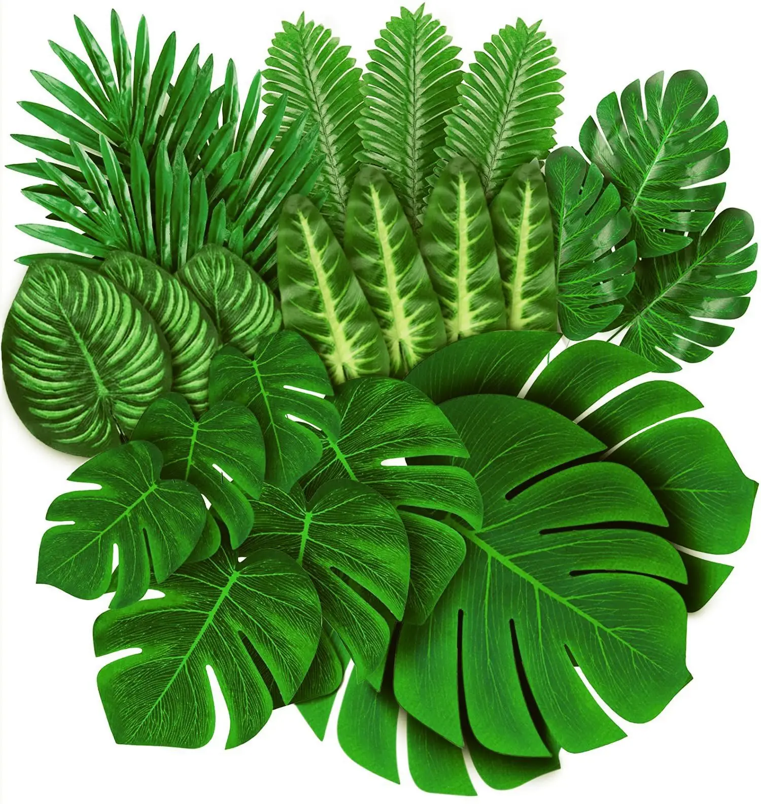 10 Adet Yapay Bitkiler Tropikal Palmiye Yaprakları Hawaii Luau Yaz Parti Jungle Safari Doğum Günü Partisi Düğün Dekor Sahte Bitkiler