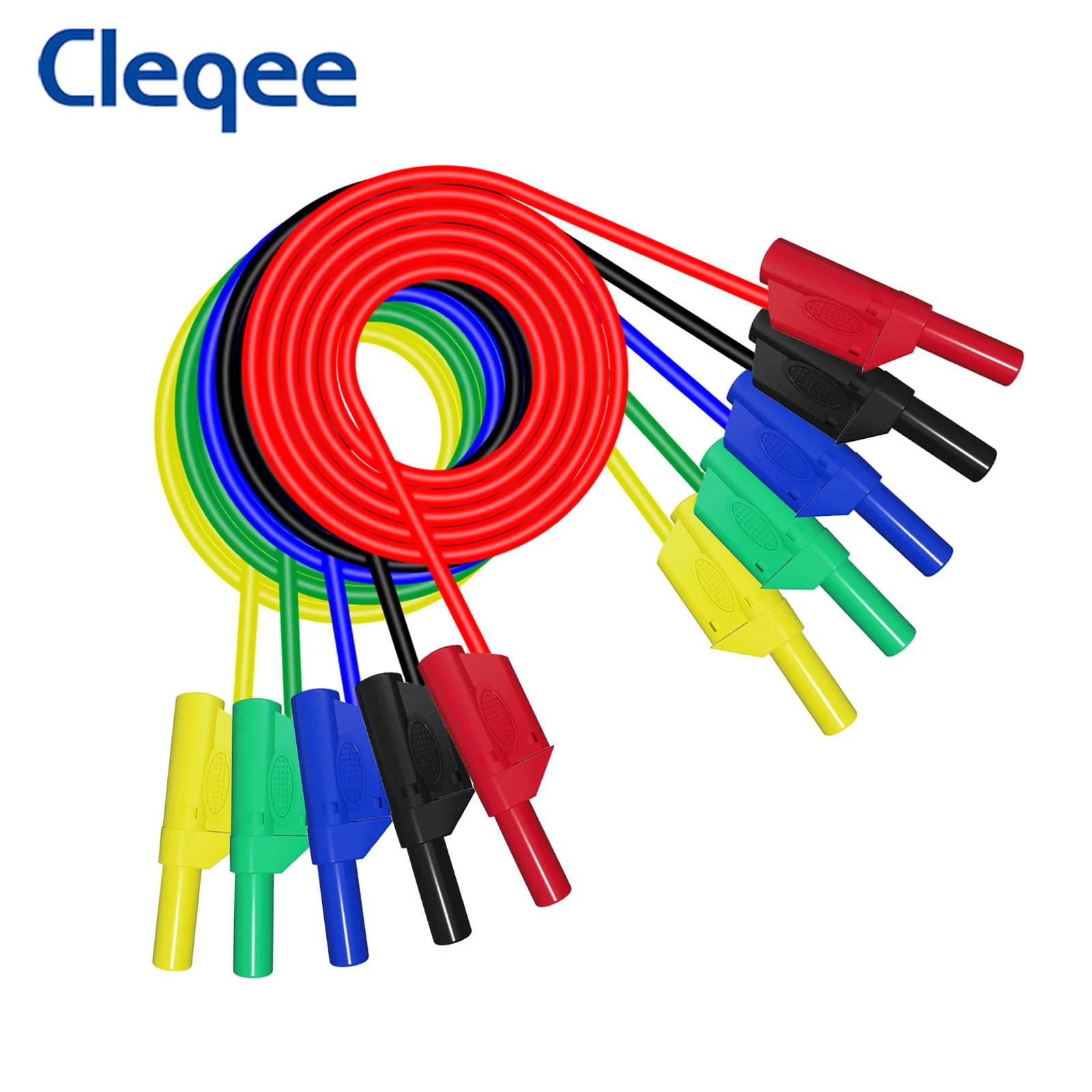 Cleqee P1050 4mm Muz Fiş 4mm Muz Fiş Multimetre Test Uçları Yumuşak PVC Kablo Bakır Tel 5 Renk 1M