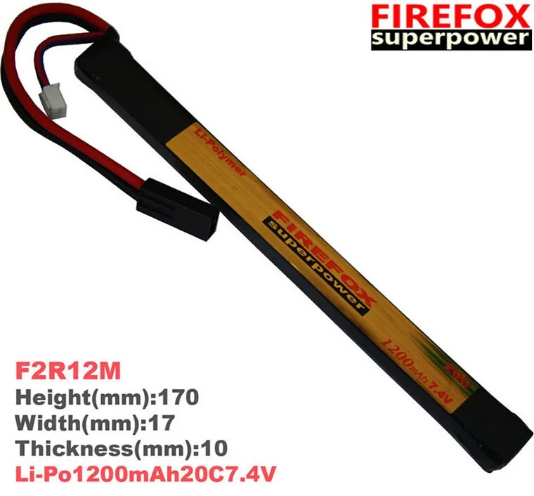 1 adet 100 % Orjinal FireFox 7.4 V 1200 mAh 20C Li Po AEG Pil 170mm x 17mm F2R12M Damla nakliye