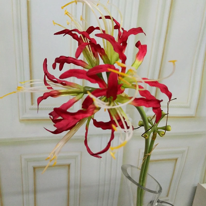 2 Çatal yapay higanbana çiçek şube simülasyon orkide ev düğün dekorasyon