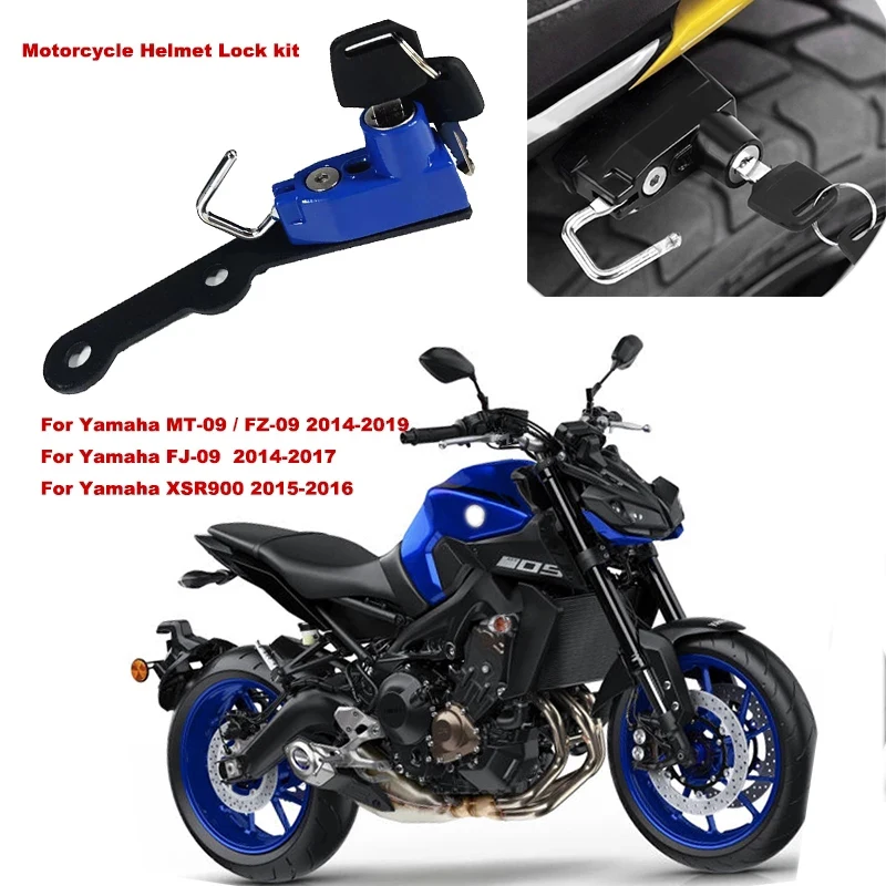 MT09 FJ09 XSR900 Motosiklet Kask Kilidi Kiti Alüminyum 2 Tuşları ile Yamaha için uygun MT-09/FZ-09 14-19, FJ-09 14-17, XSR900 15-16