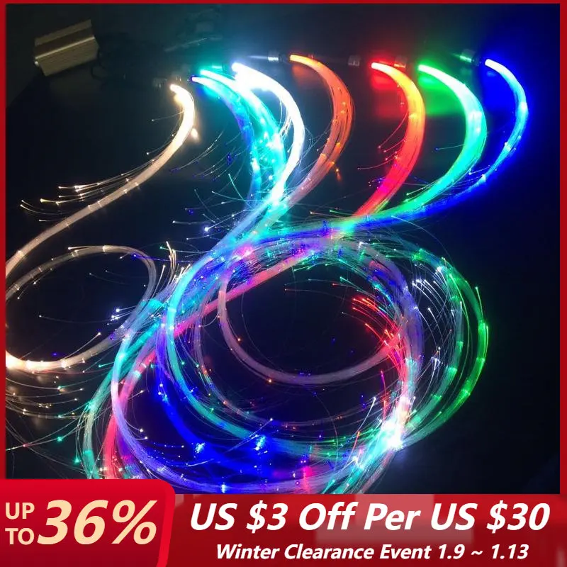 USB Şarj Edilebilir Renkli LED Fiber Optik Kırbaç Dans Kırbaç Parlayan El Halat Flaş Kırbaç Atmosfer Sahne Dans Festivali Parti için
