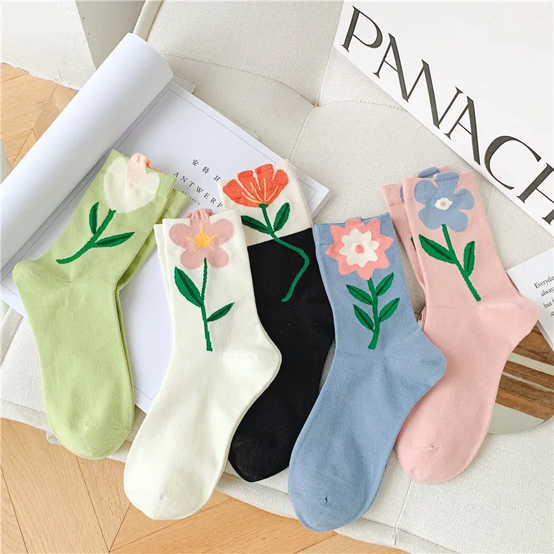 İlkbahar Yaz kadın Çorap Japon Kore Tarzı Karikatür Çiçek Kawaii Moda Yüksek Kaliteli Nefes Kadın Rahat Çorap