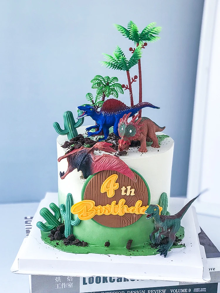 Dinozor Tema Parti Dinozor Doğum Günü Pastası Topper Jungle Safari Parti Dekor Çocuk Dinozor Kek Dekor Jurassic Dünya Parti Dekor