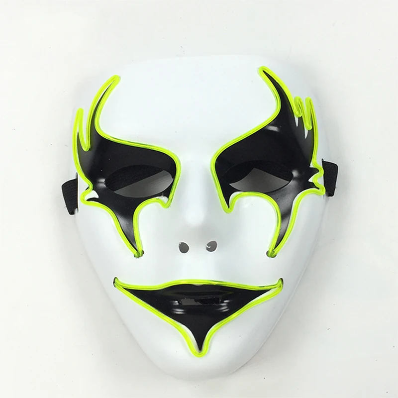 Neon ışık Anime maske Cosplay korkunç hayalet şenlikli parti dekorasyon parlayan gülen yüz EL tel Cadılar bayramı Masquerade için