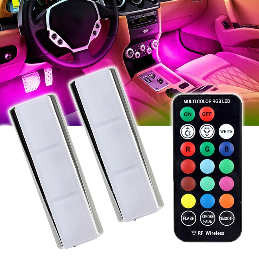 Araba İç Ayak İşık RGB LED Kablosuz Otomotiv Oto Dekoratif Lamba Ortam USB Şarj Uzaktan Kumanda Aksesuarları