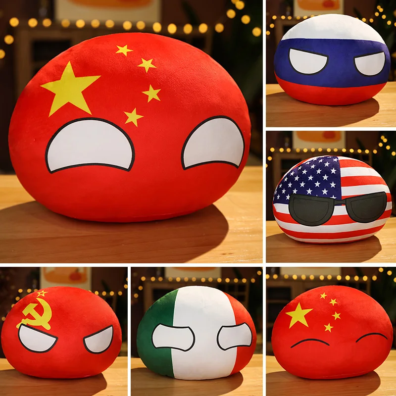 Kawaii 30 cm Polandball Peluş Oyuncak Bebek Ülke Topu BM ABD RUSYA İNGILTERE Güney Kore JAPONYA AB CANANDA İTALYA Peluş Yastık Kolye