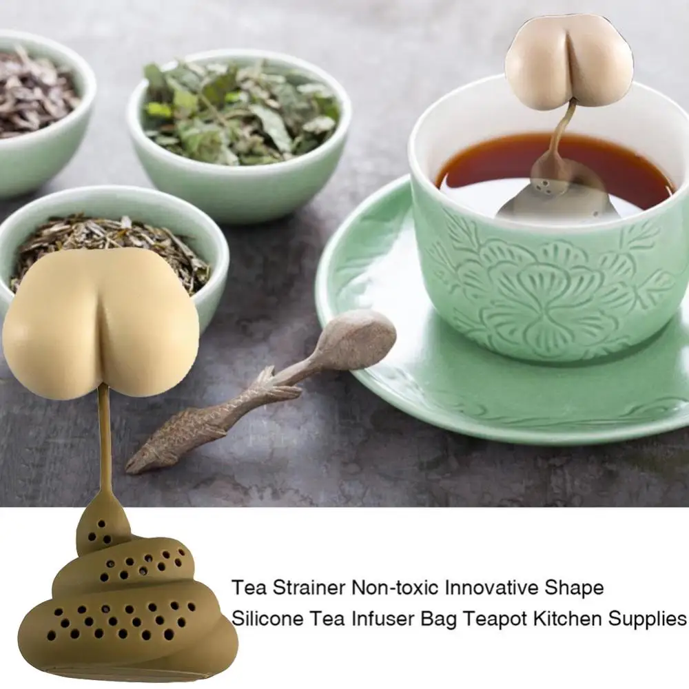 Prop Poo Turd Şekli Silikon çay süzgeci Filtre Çay Demlik Çay Filtresi Difüzör Prank Trick çay poşeti Çaydanlıklar Mutfak Aksesuarları