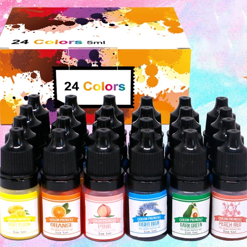 Epoksi Reçine Pigmenti 24 Renk Şeffaf Toksik Olmayan UV Epoksi Reçine Boya Sıvı Reçine Boyama Takı Yapımı 0.17 oz Her 124A