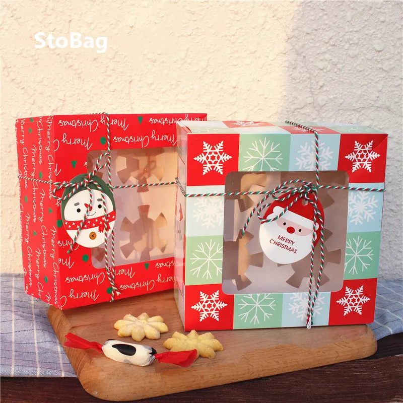StoBag 10 adet Merry Christmas Cupcake Kutuları Nugatları Çikolatalı Kek Dekorasyon Malzemeleri Olay ve Parti DIY El Yapımı Hediye Paketi