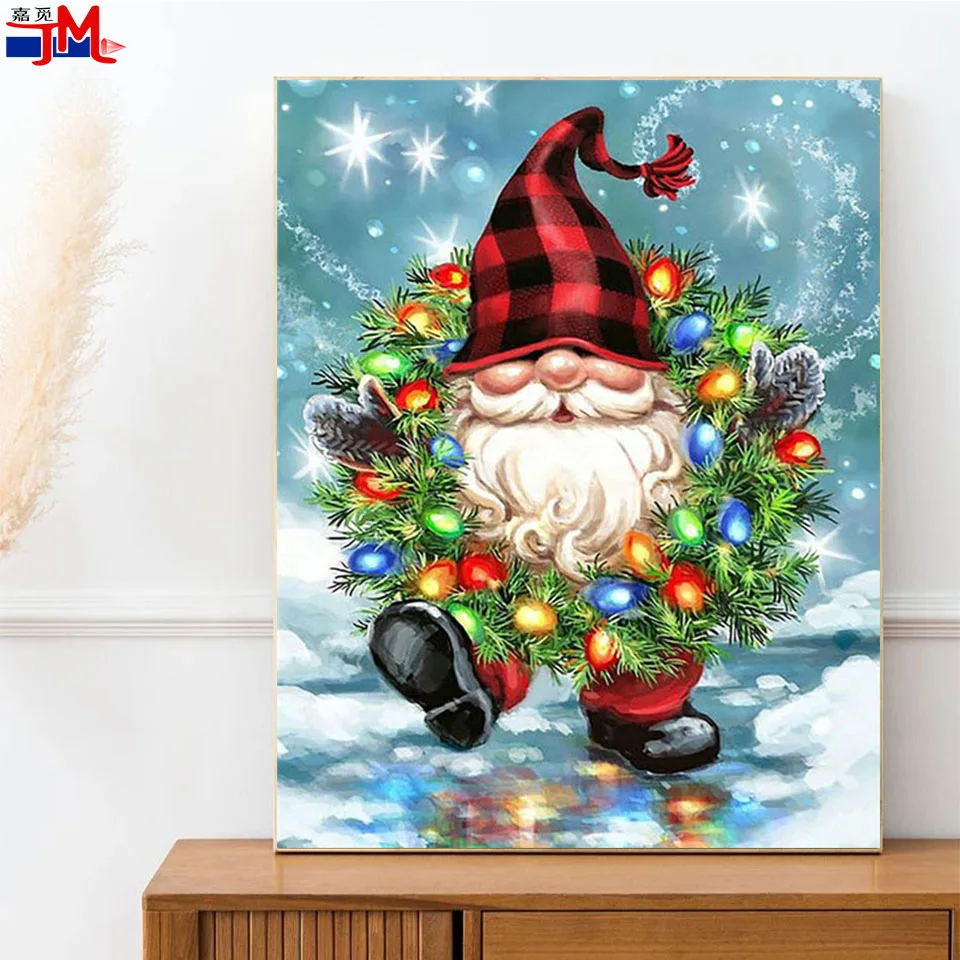 5d dıy Elmas Boyama Çapraz Dikiş Noel Baba Tam Kare / Yuvarlak Mozaik Karikatür Boncuk Nakış El Yapımı yılbaşı dekoru Hediye
