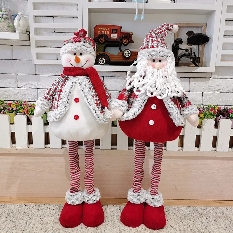 Geri çekilebilir Noel Bebek Yaşlı Adam Kardan Adam Ev Dekor Süsler Kardan Adam peluş oyuncak Santa Süs Boys Kızlar için Yılbaşı Hediyeleri