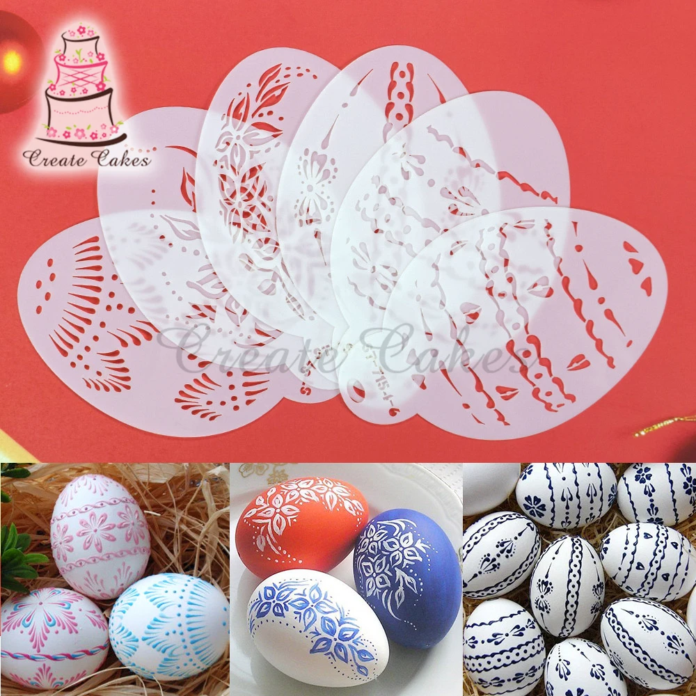 6 adet/takım Yeni Paskalya Yumurtaları Kek Kalıbı Kek Dekorasyon Araçları Kek Dantel Şablonlar kek dekorasyon fondan Çerez Şablonlar