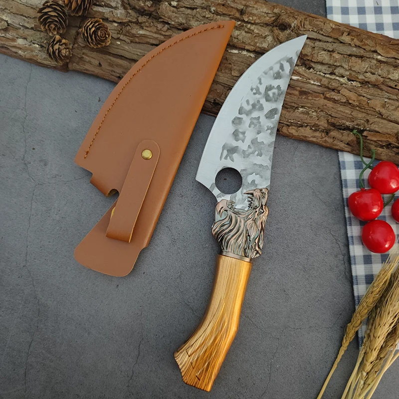 Paslanmaz Çelik Et Cleaver El Yapımı Dövme av bıçağı kemiksi saplı bıçak Mutfak şef bıçağı Kamp Balık Bıçakları Kesici